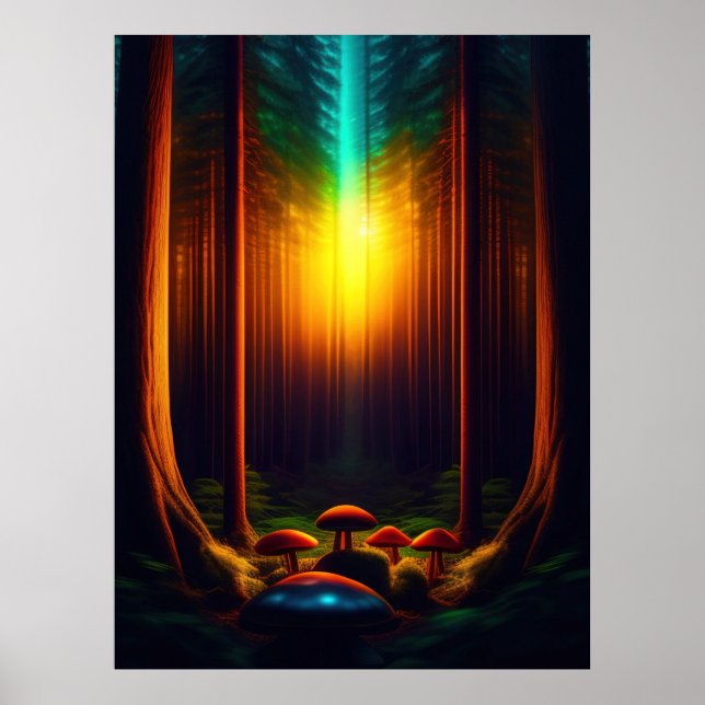 Bioluminiscerande fantasjsvamp-poster-set poster (Framsidan)