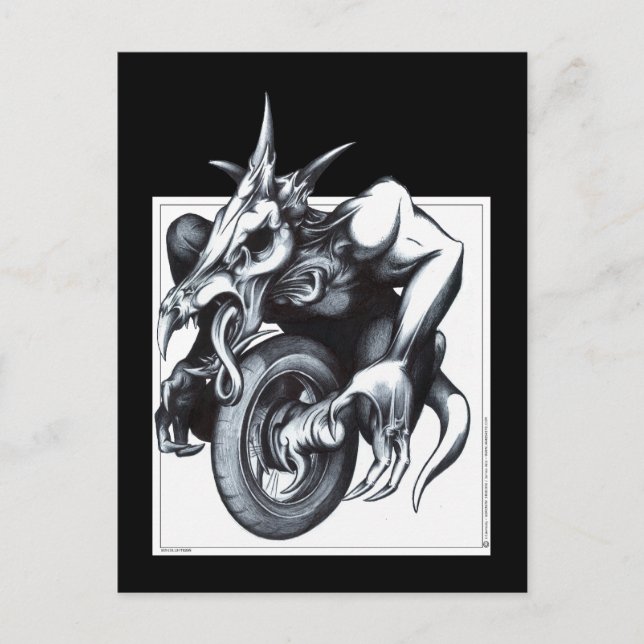 Biomechanical Draconic enhjuling Vykort (Framsida)