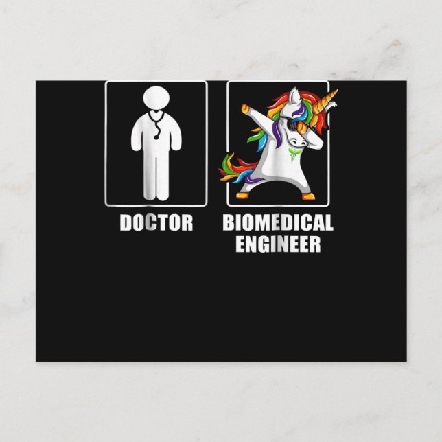 Biomedical Ingenjör Unicorn Dabbing Funny Älskare Vykort (Framsida)
