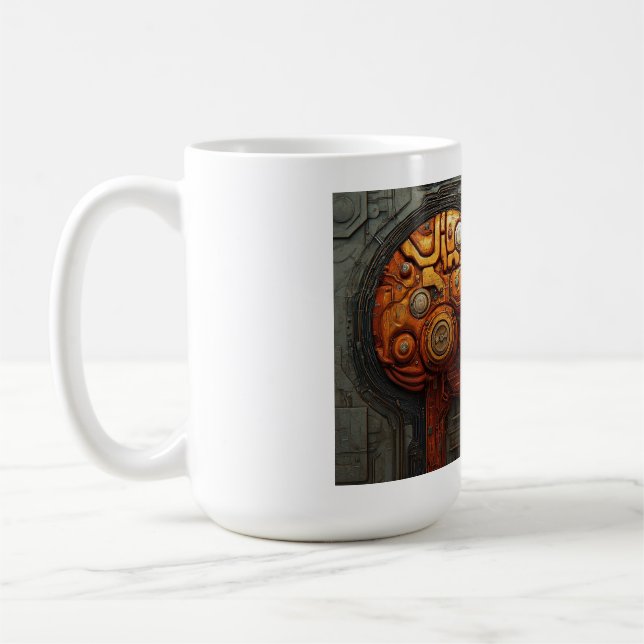 Biomekanisk Cyberpunk Android Koppelkonst Kaffemugg (Vänster)