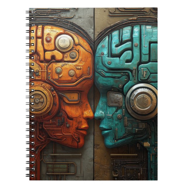 Biomekanisk Cyberpunk Androidpar Konst Anteckningsbok (Framsidan)