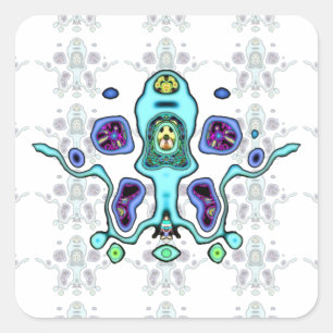 Biomekanisk främmande dron/främmande bläckfisk v2. fyrkantigt klistermärke