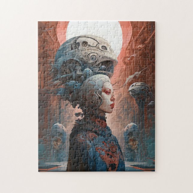Biomekaniskt huvud Surreal Sci-Fi Art Pussel (Vertikal)