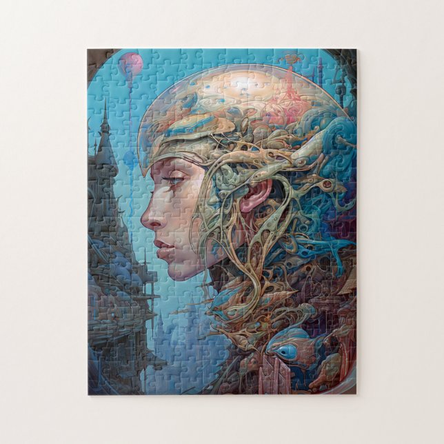 Biomekaniskt huvud Surreal Sci-Fi Art Pussel (Vertikal)