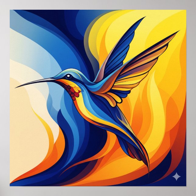 Biomorfisk hummingbird Art Poster (Framsidan)