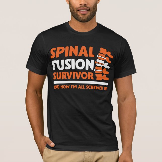 Bionisk ryggradskirurgi Survivor Fractud Back T Shirt (Framsida)