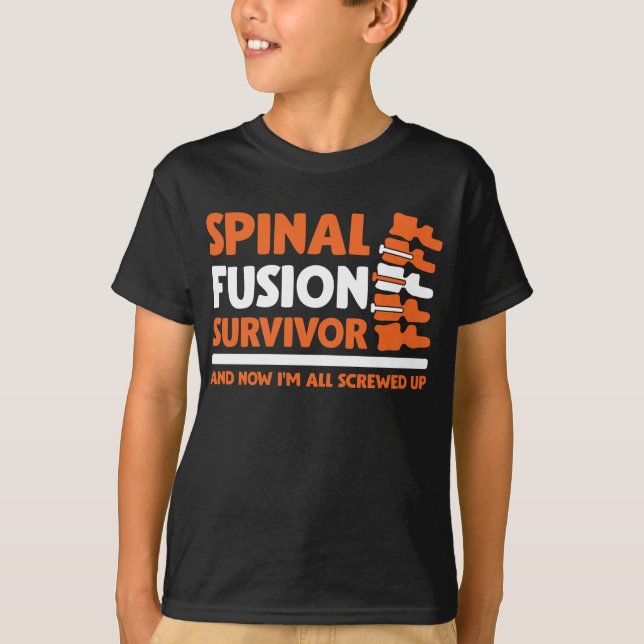 Bionisk ryggradskirurgi Survivor Fractud Back T Shirt (Framsida)