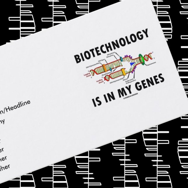 Biotekniken finns i mina gener (DNA-replikering) Visitkort (Classic molecular biology business card for any biotechnologist or geneticist)