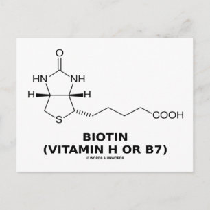 Biotin (vitamin H eller B7) Kemisk molekyl Vykort