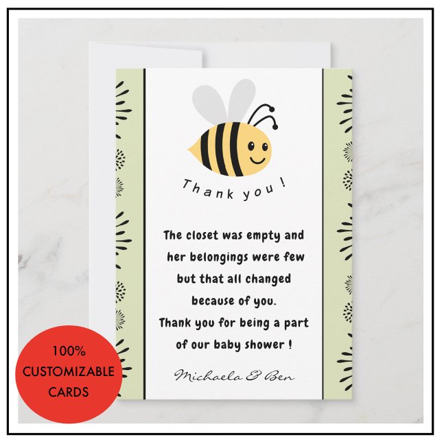Bipack kort Sweet as can bee Baby shower (Bee-thank-you-cards-Sweet-as-can-bee-Baby-shower-3)