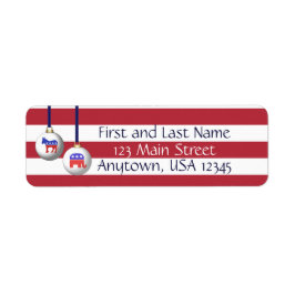 Bipartisan Red White och Blue Patriotic jul Returadress Etikett