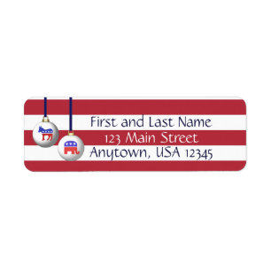 Bipartisan Red White och Blue Patriotic jul Returadress Etikett