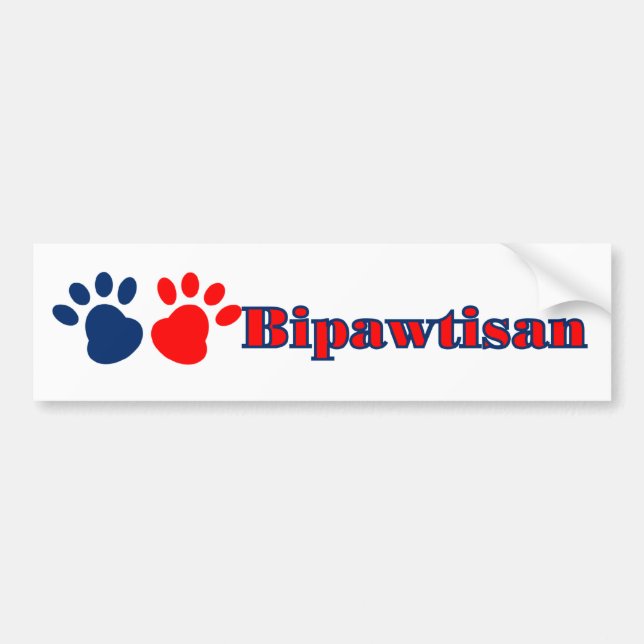 Bipawtisan Rolig hund Tassar i Red Blue Politik Bildekal (Framsidan)