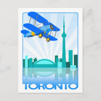 Biplan över Toronto Retro Design Vykort