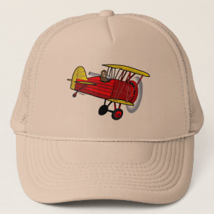 Biplanehatt -- rött truckerkeps
