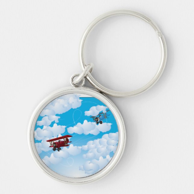 BiPlanes Rund Silverfärgad Nyckelring (Framsidan)