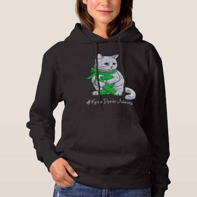 Bipolar Disorder Awareness Month Green Ribbon Cat T Shirt (Framsida)