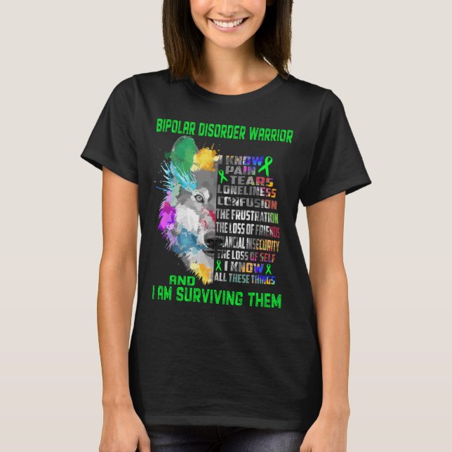 Bipolar Disorder Awareness Ribbon Support Gifts T Shirt (Framsida)