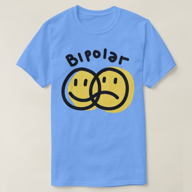 Bipolär Lycklig Ledsen Ansikte Emoticon T Shirt (Design framsida)