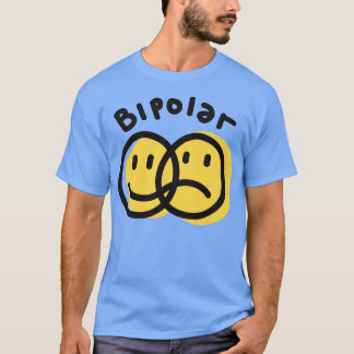 Bipolär Lycklig Ledsen Ansikte Emoticon T Shirt