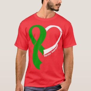 Bipolär medvetenhet om Hökar Kärlek Heart Ribbon L T Shirt
