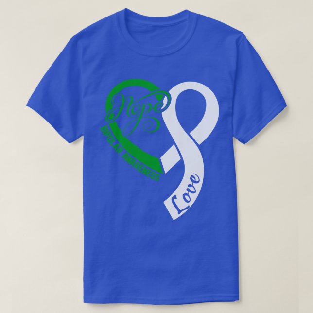 Bipolär medvetenhet om Hökar Kärlek Heart Ribbon L T Shirt (Design framsida)