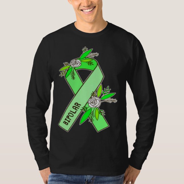 Bipolar Ribbon Pocket  Bipolar Disorder Awareness T Shirt (Framsida)