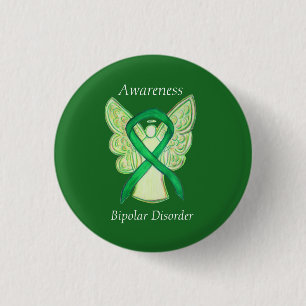 Bipolär sjukdom Grönt Awarness Ribbon Angel Pin Knapp