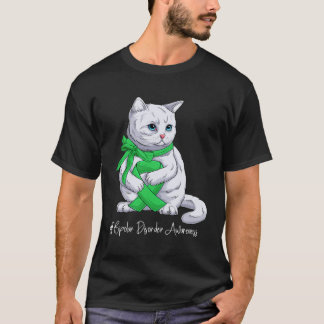 Bipolär sjukdom medvetenhet månad Grön band Cat T Shirt