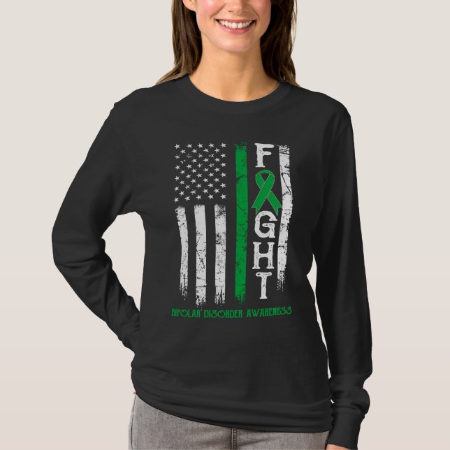 Bipolär sjukdom Warrior US Flagga T Shirt (Framsida)