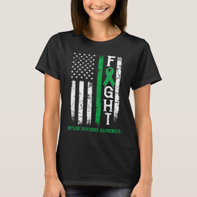Bipolär sjukdom Warrior US Flagga T Shirt (Framsida)