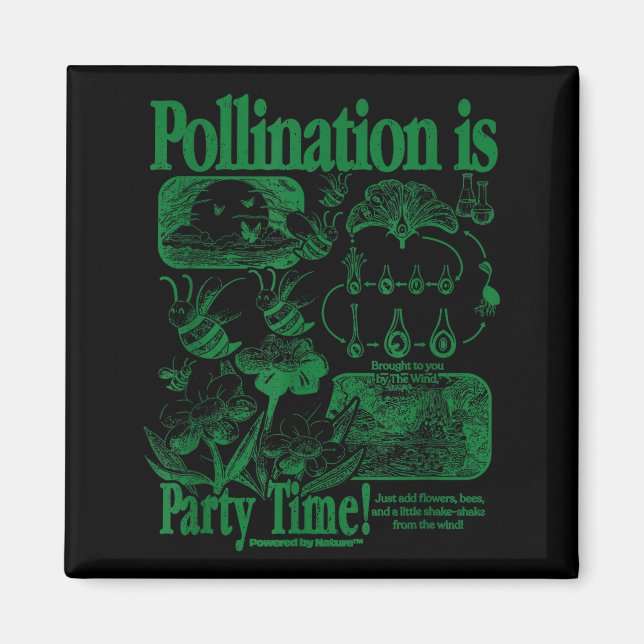 Bipollinering vintage retro insektsblomma  magnet (Framsidan)