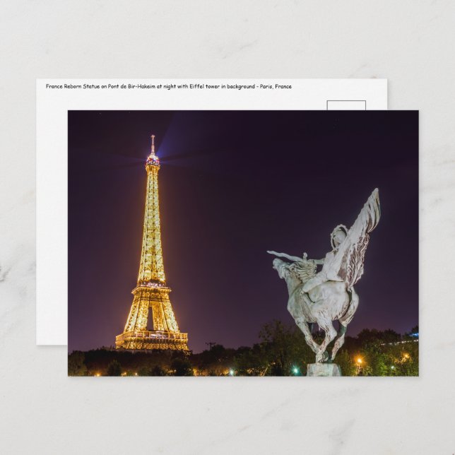 Bir-Hakeim-bron på natten - Paris, Frankrike Vykort (Fram/baksida)