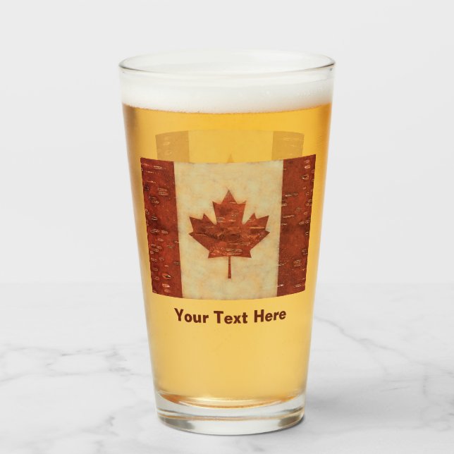 Birch Bark Canadian Flagga Glaskopp (Framsida fylld)