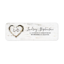 Birch Bark Heart Rustic Fall Returadress Etikett