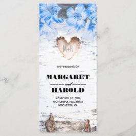 Birch Bark Heart Rustic Landsbyggsbröllop Programs Program