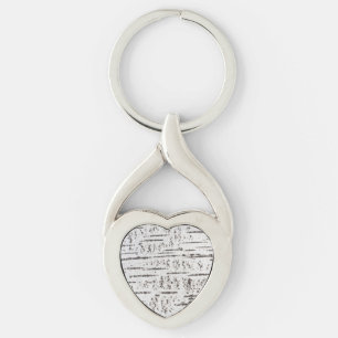 Birch bark mönster twisted heart silverfärgad nyckelring