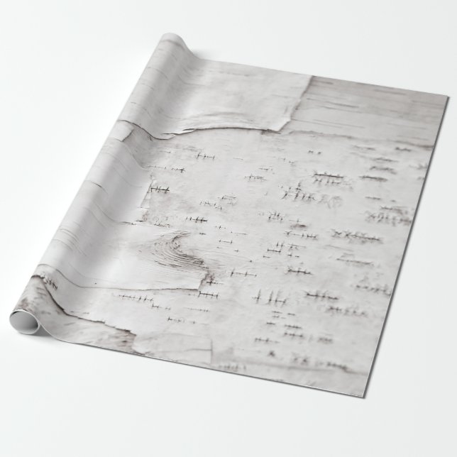 Birch Bark Träd White Rustic Land Woodland Presentpapper (Utrullad)