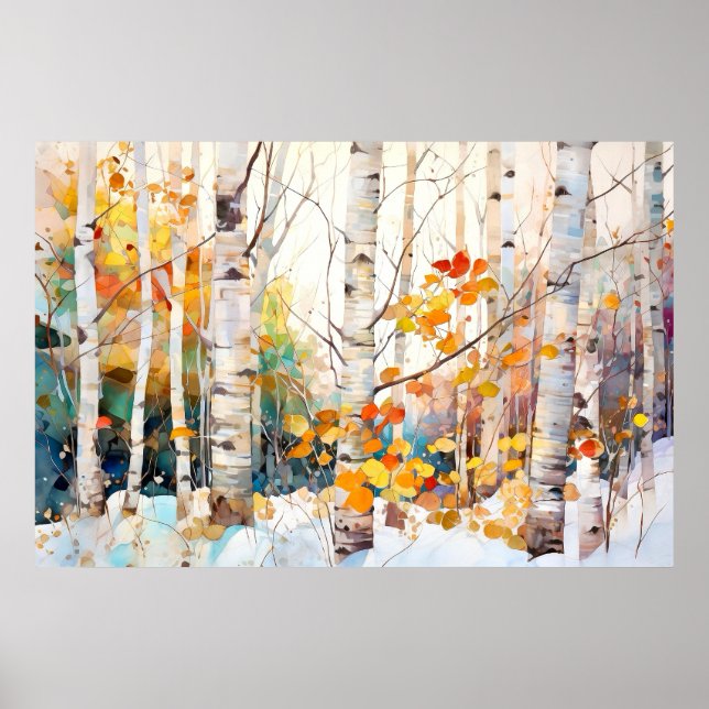 Birch Forest Landscape Home Decor Poster (Framsidan)