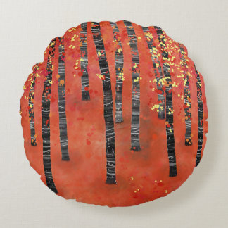 Birch Forest Red Rund Kudde