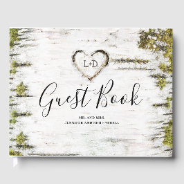 Birch Heart Rustic Fall Wedding Gästböcker