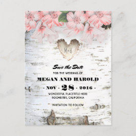 Birch Heart Rustic Land Spara datum Meddelande Vykort