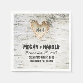 Birch Heart Rustic Träd Inspired Pappersservett