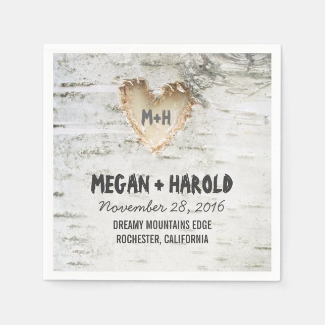 Birch Heart Rustic Träd Inspired Pappersservett (Framsidan)