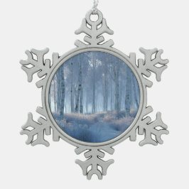 Birch Radiant Snow Forest  Snöflinga Pewter Julgransprydnad