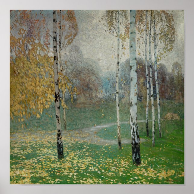 Birch Träd, 1904 (oil on canvas) Poster (Framsidan)