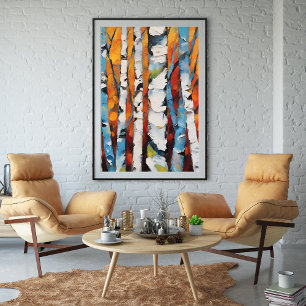 Birch Träd Abstrakt oinramad Poster