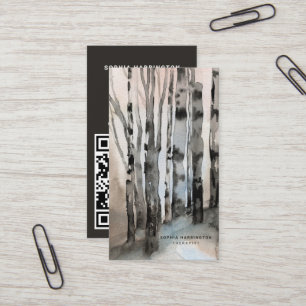 Birch Träd Anpassningsbar QR Code Scannable Mounta Visitkort