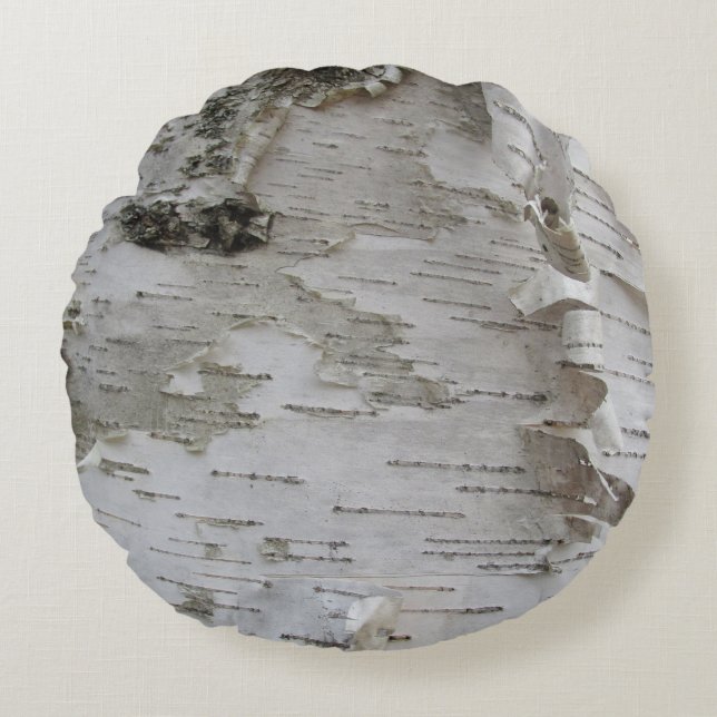 Birch Träd Bark Peeled Old Photo Art Rund Kudde (Framsidan)