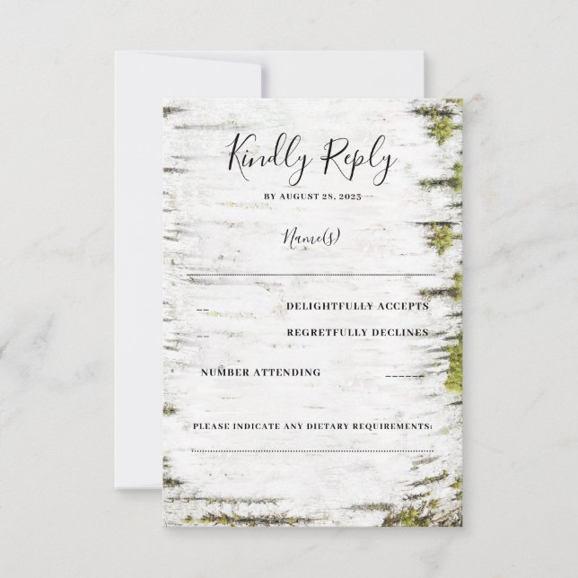 Birch Träd Bark Rustic Fall Wedding OSA (Framsida)